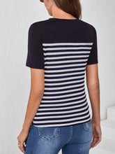 EMERY ROSE Striped Print Pocket Patched Tee